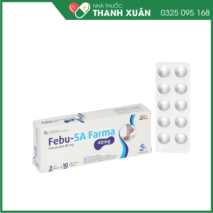 Febu-5A Farma 40mg điều trị tăng acid uric máu